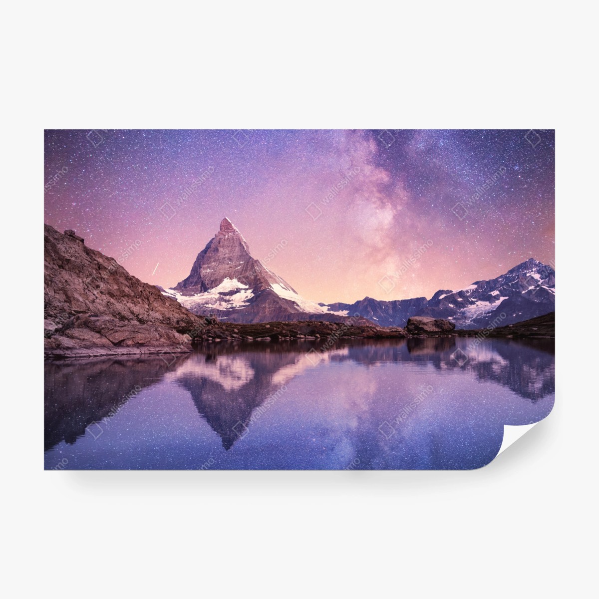 Fototapete Matterhorn unter der Milchstraße mit spiegelung – Wallnifity® Fototapete Matterhorn unter der Milchstraße mit spiegelung – Wallnifity®