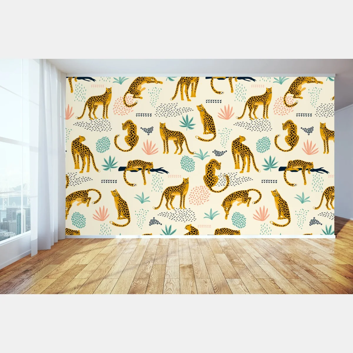 Fototapete verspieltes gepardenmuster in pastelltönen – Wallnifity®
