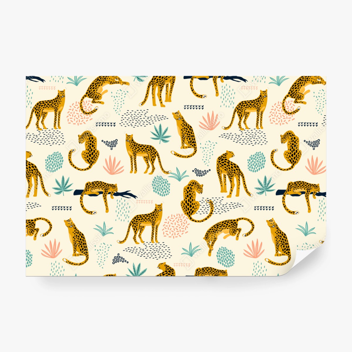 Fototapete verspieltes gepardenmuster in pastelltönen – Wallnifity®