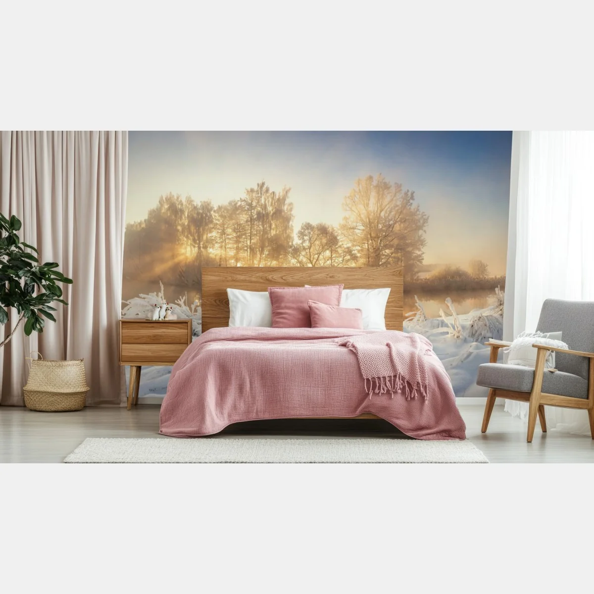 Fototapete goldener wintersonnenaufgang über dem frostigen fluss – Wallnifity® Fototapete goldener wintersonnenaufgang über dem frostigen fluss – Wallnifity®