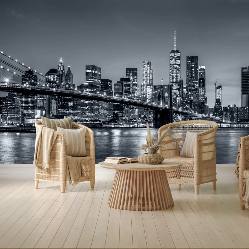 Fototapete New York skyline bei nacht