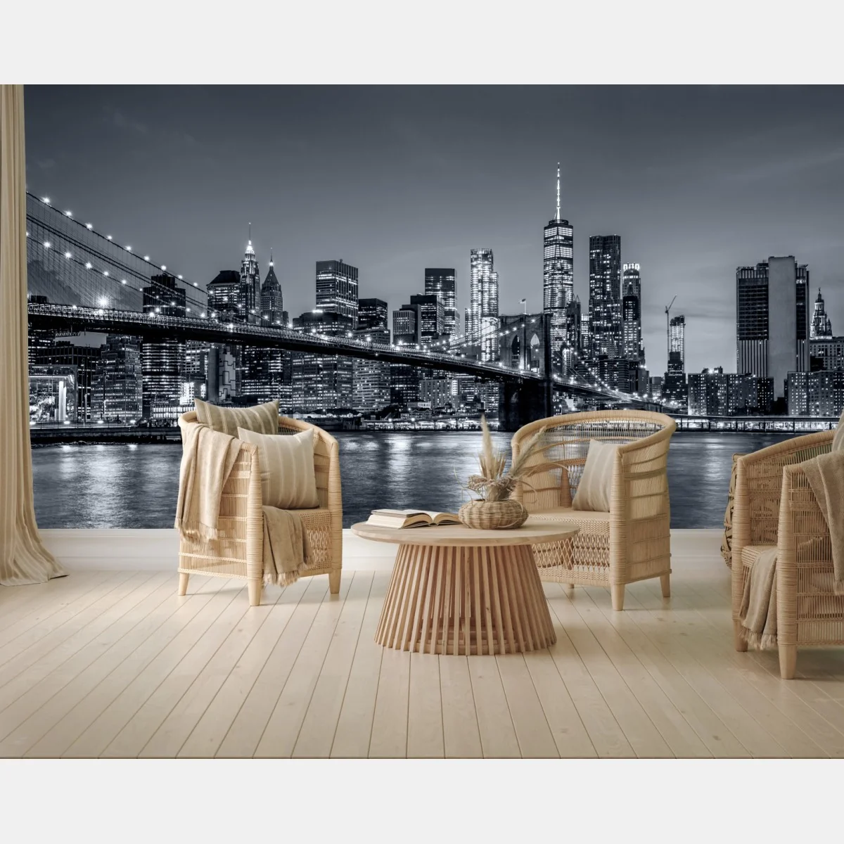 Fototapete New York skyline bei nacht – Wallnifity® Fototapete New York skyline bei nacht – Wallnifity®