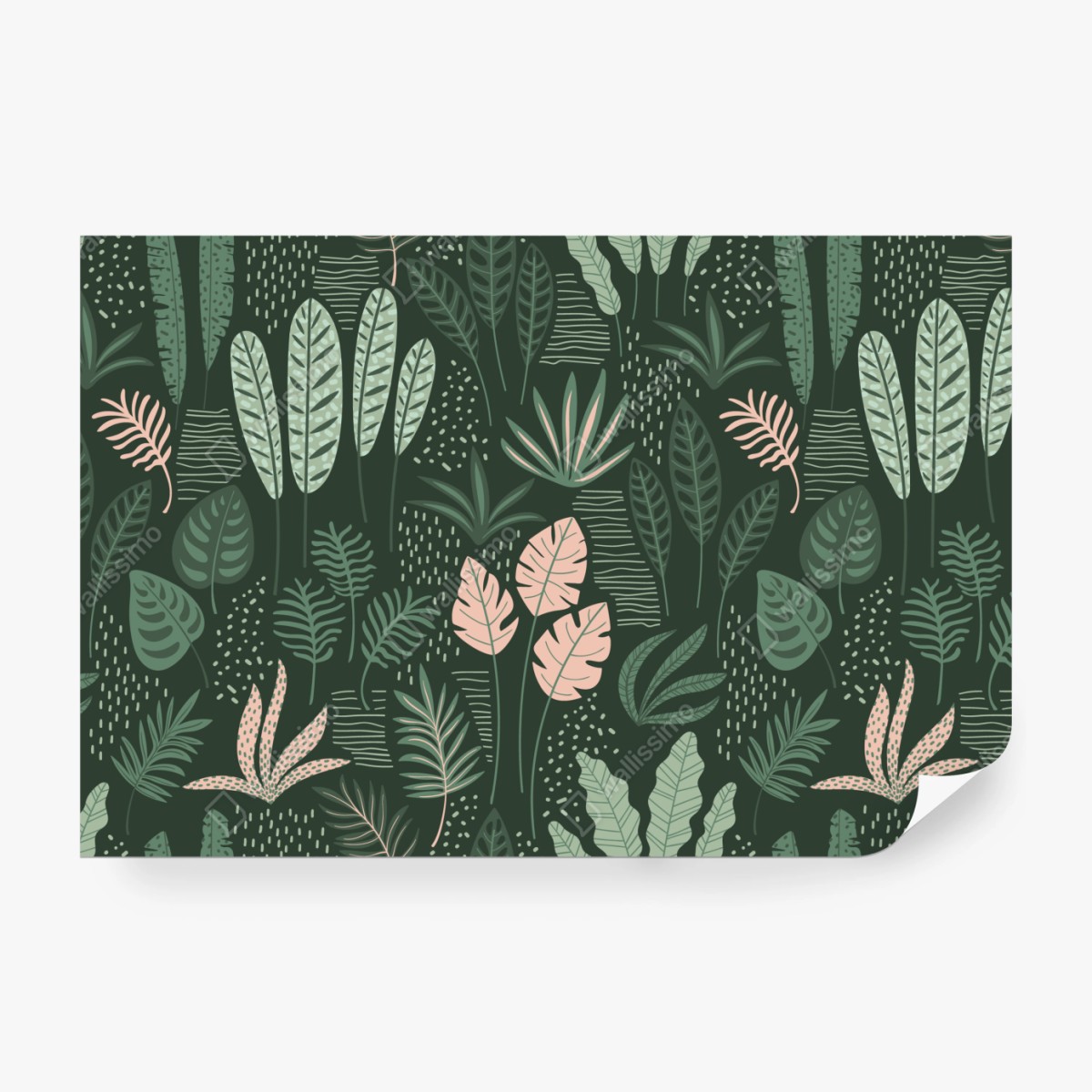 Fototapete tropisches blättermuster in sanften grüntönen und rosa – Wallnifity® Fototapete tropisches blättermuster in sanften grüntönen und rosa – Wallnifity®