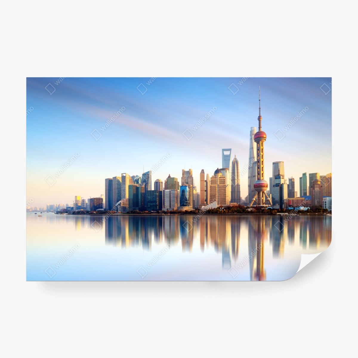 Fototapete Shanghai skyline spiegelung bei sonnenaufgang – Wallnifity® Fototapete Shanghai skyline spiegelung bei sonnenaufgang – Wallnifity®