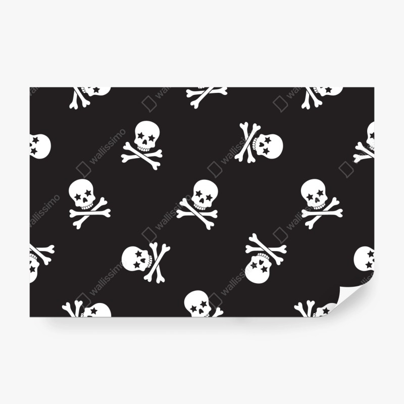 Fototapete schädel und gekreuzte knochen nahtloses muster