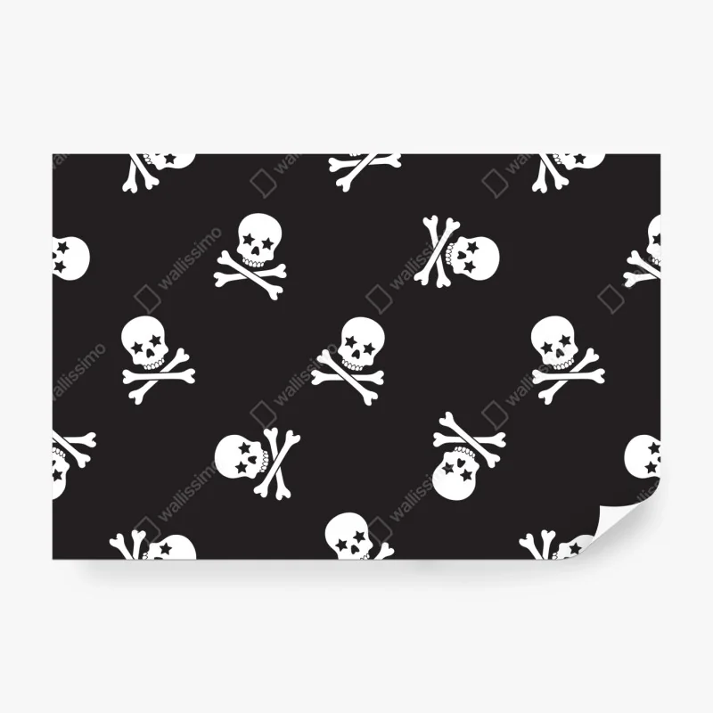 Fototapete schädel und gekreuzte knochen nahtloses muster – Wallnifity® Fototapete schädel und gekreuzte knochen nahtloses muster – Wallnifity®
