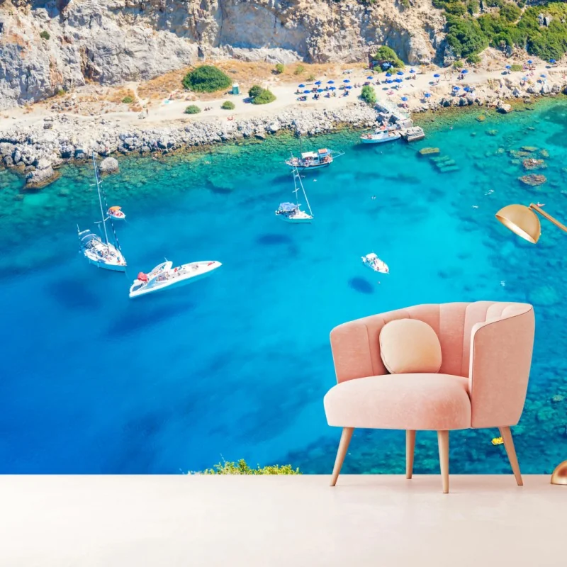 Fototapete luftaufnahme der Anthony Quinn Bucht, Rhodos