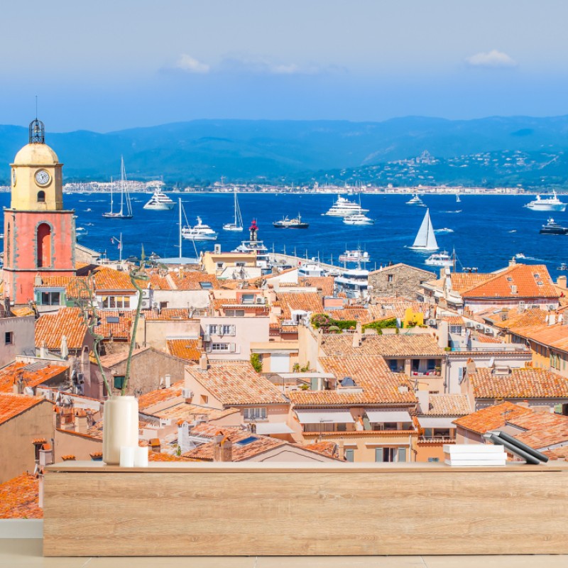 Fototapete sonniges mediterranes hafenpanorama