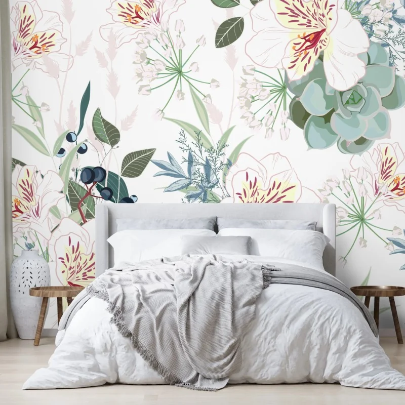 Fototapete zartes pastell blumenmuster