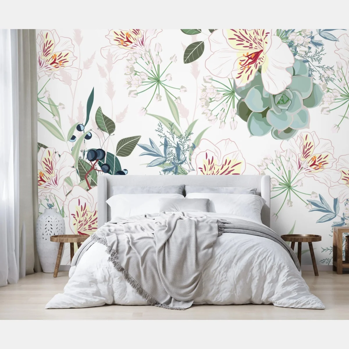 Fototapete zartes pastell blumenmuster – Wallnifity® Fototapete zartes pastell blumenmuster – Wallnifity®