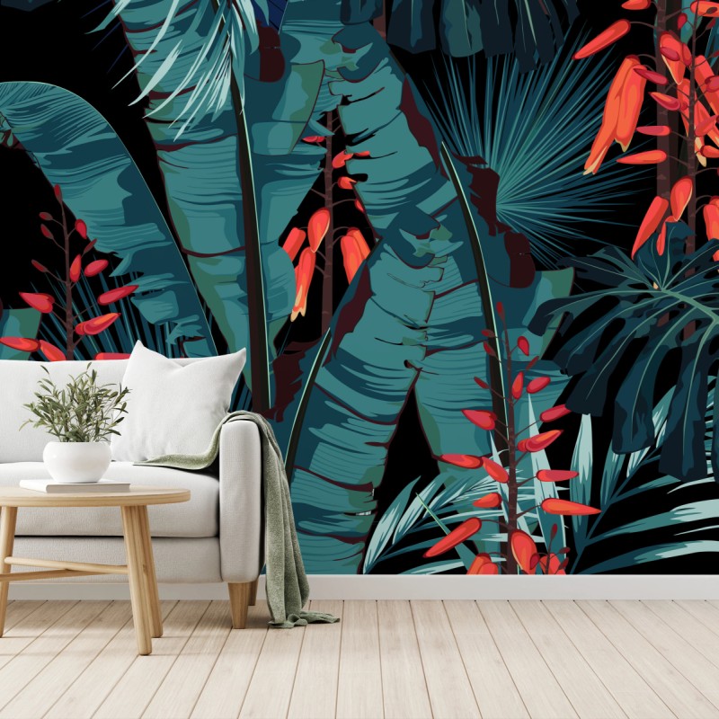 Fototapete tropisches türkis dschungelmuster