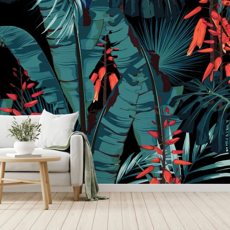 Fototapete tropisches türkis dschungelmuster