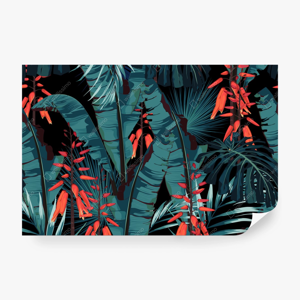 Fototapete tropisches türkis dschungelmuster – Wallnifity®