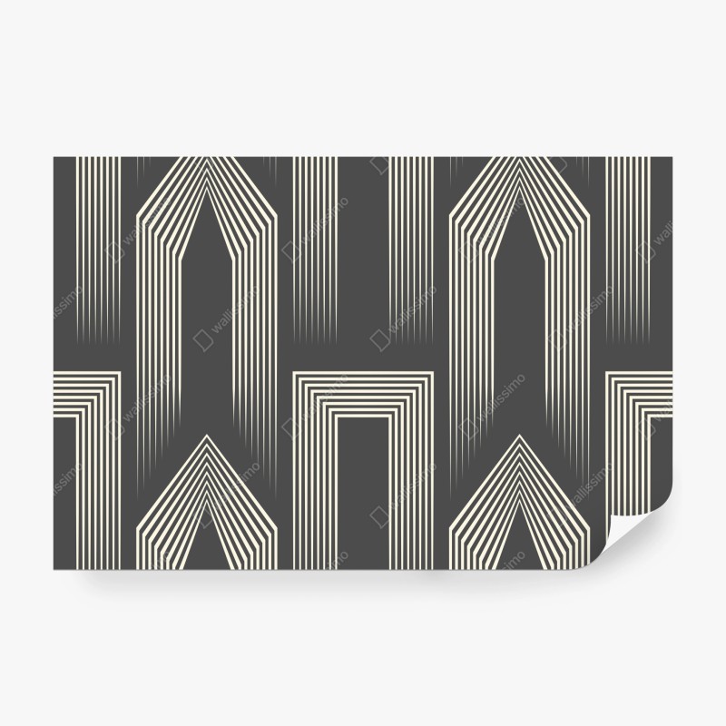 Fototapete geometrisches art-deco-muster in grau und beige