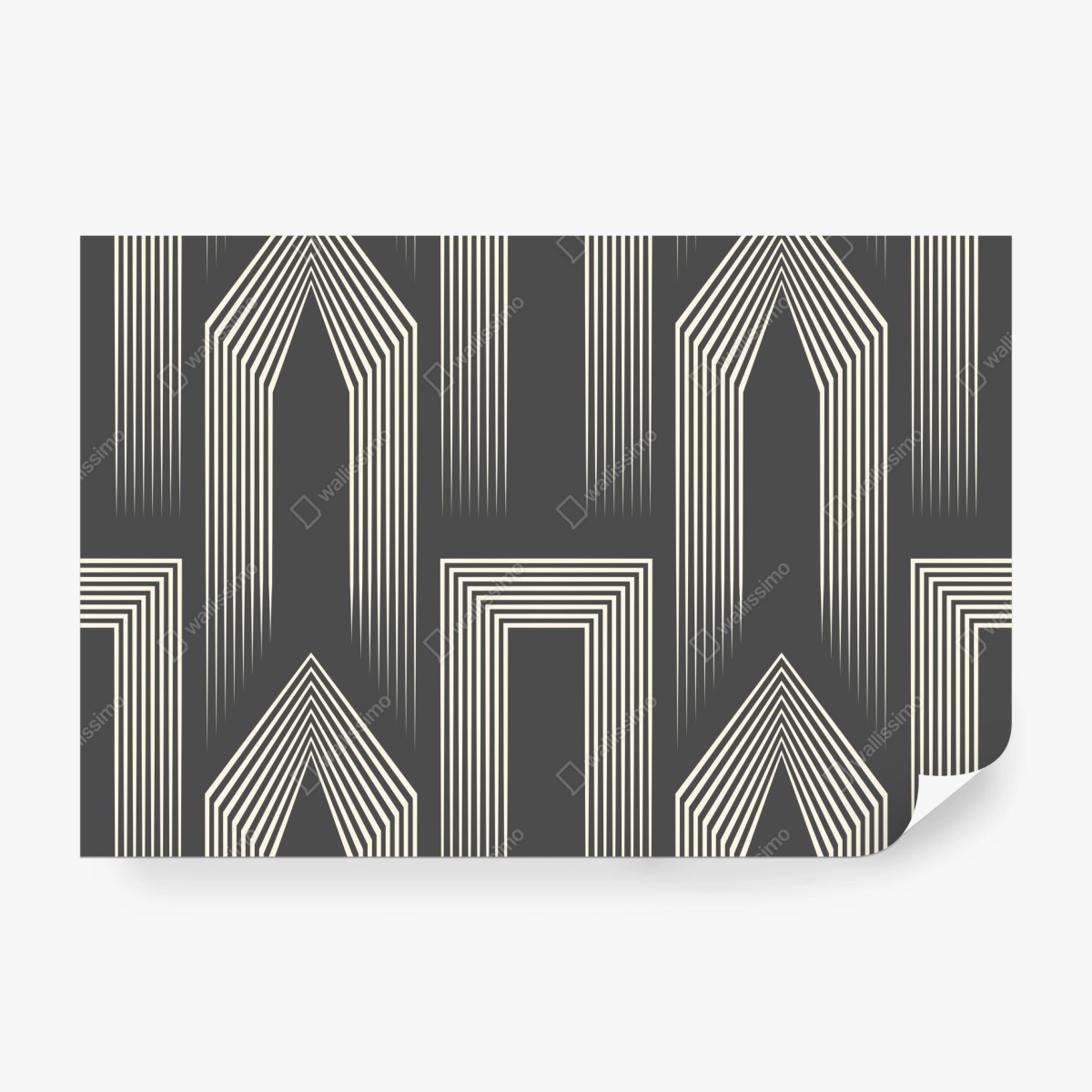 Fototapete geometrisches art-deco-muster in grau und beige – Wallnifity®
