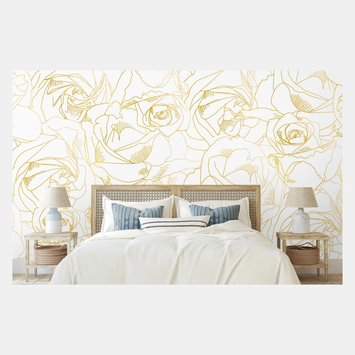 Fototapete goldene rosen linienzeichnung – Wallnifity® Fototapete goldene rosen linienzeichnung – Wallnifity®