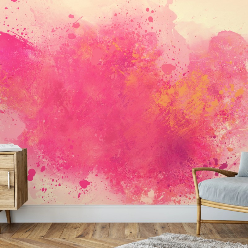 Fototapete lebendige rosa aquarellspritzer