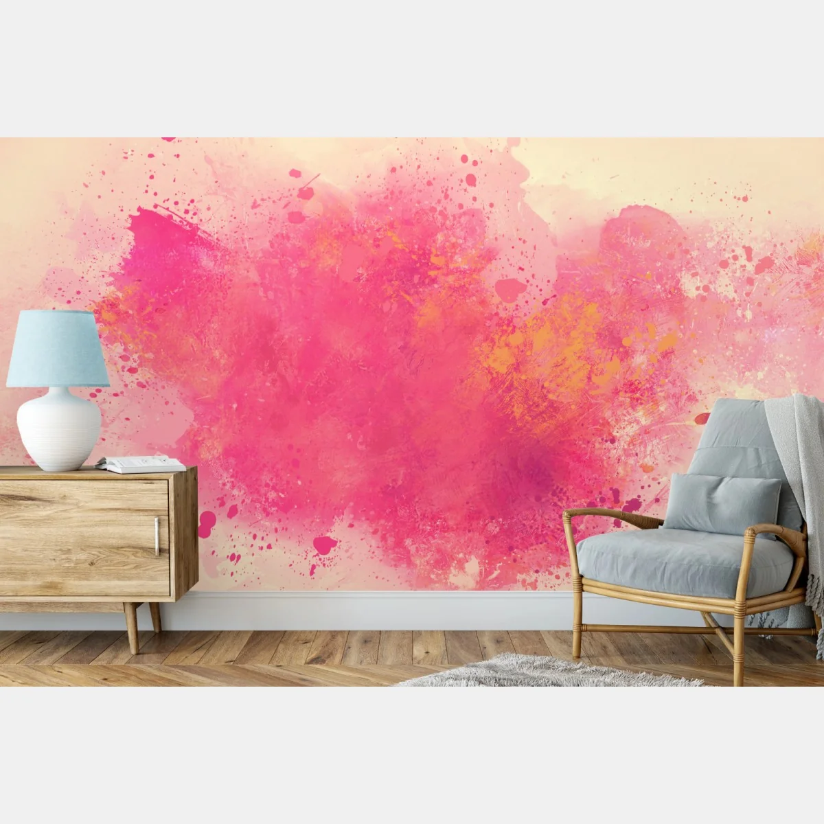 Fototapete lebendige rosa aquarellspritzer – Wallnifity® Fototapete lebendige rosa aquarellspritzer – Wallnifity®