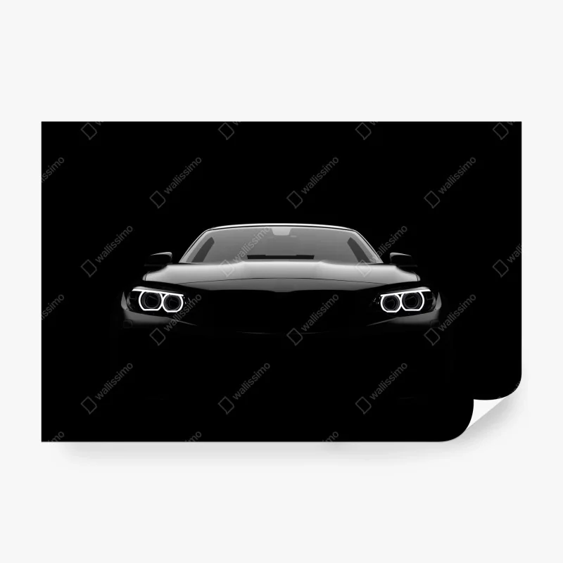 Fototapete eleganter schwarzer sportwagen von vorn