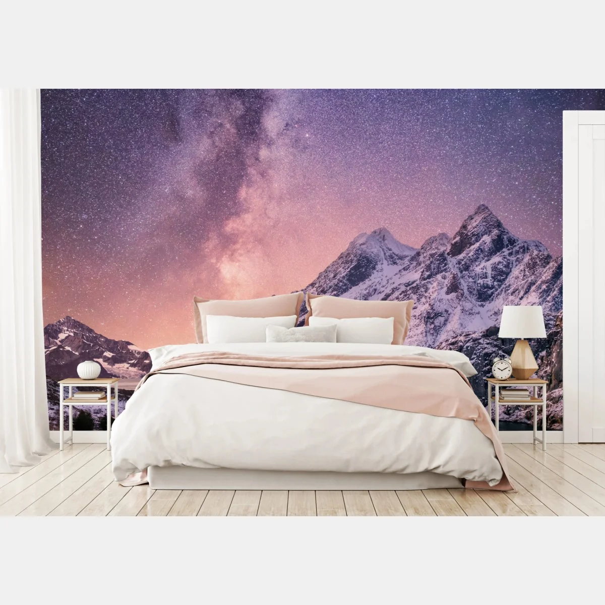 Fototapete milchstraße über verschneiten bergen in Norwegen – Wallnifity® Fototapete milchstraße über verschneiten bergen in Norwegen – Wallnifity®