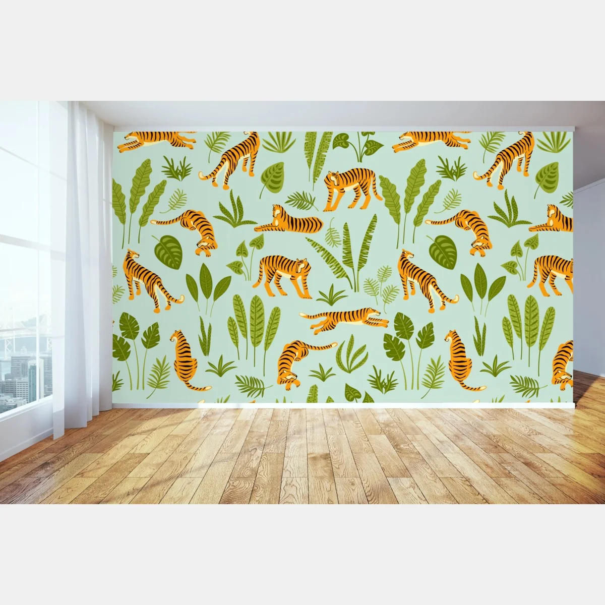 Fototapete verspieltes tiger dschungel muster – Wallnifity® Fototapete verspieltes tiger dschungel muster – Wallnifity®