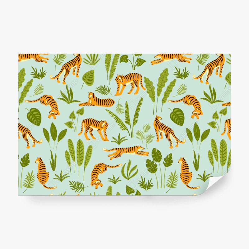 Fototapete verspieltes tiger dschungel muster