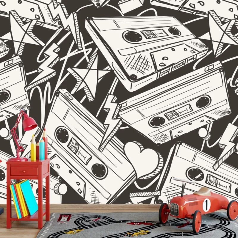 Fototapete vintage kassettenmuster