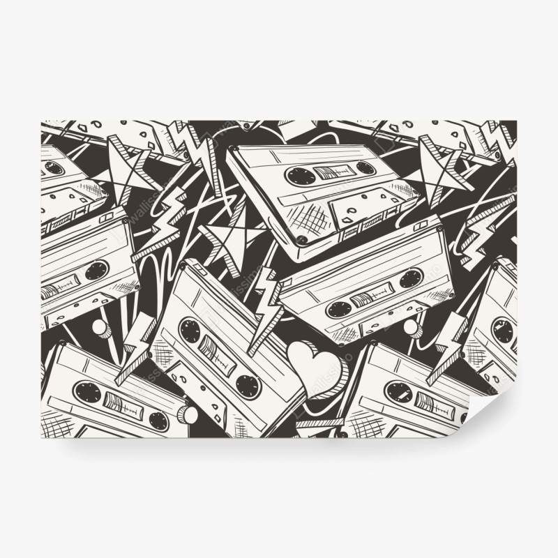 Fototapete vintage kassettenmuster