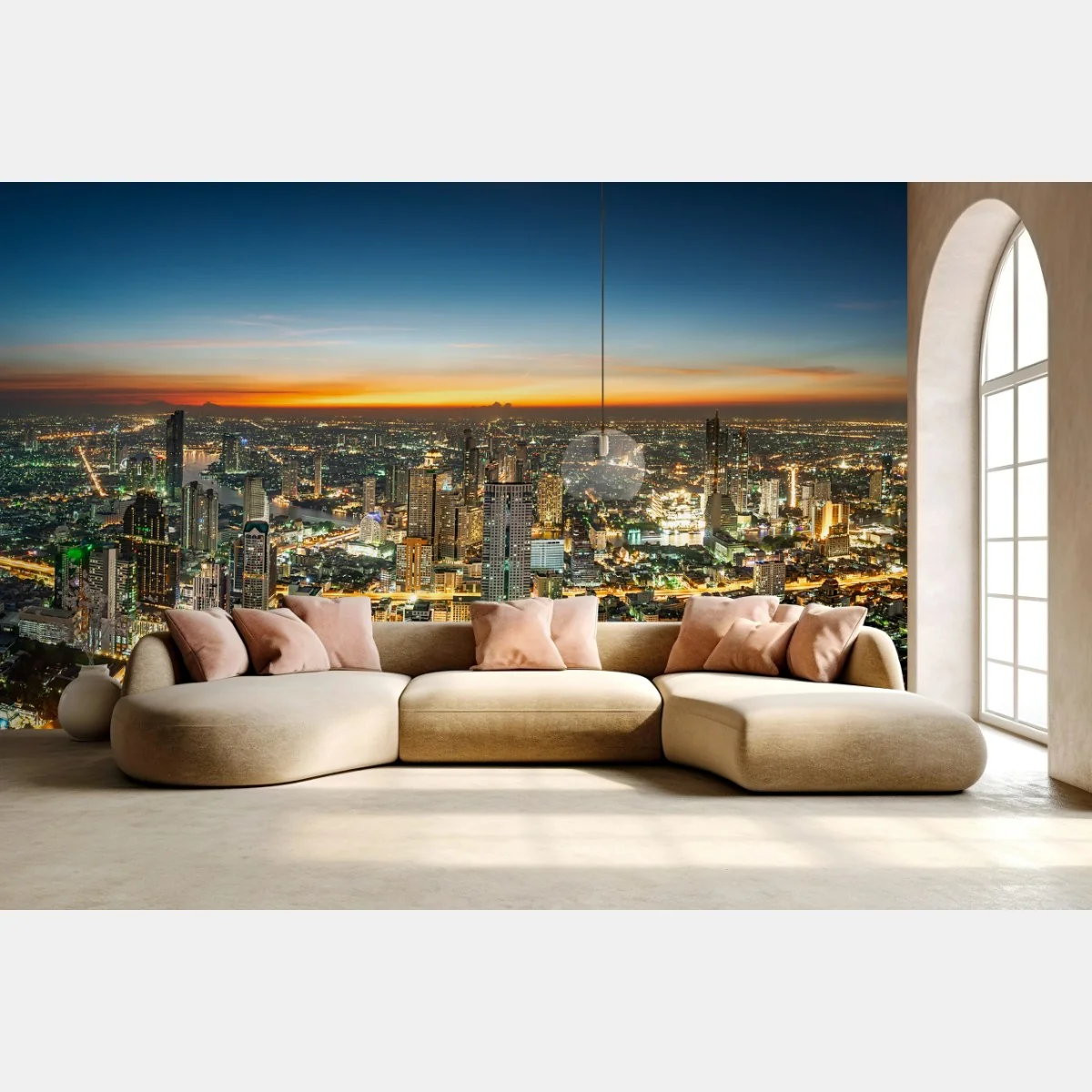 Fototapete panorama von Bangkok bei dämmerung – Wallnifity® Fototapete panorama von Bangkok bei dämmerung – Wallnifity®