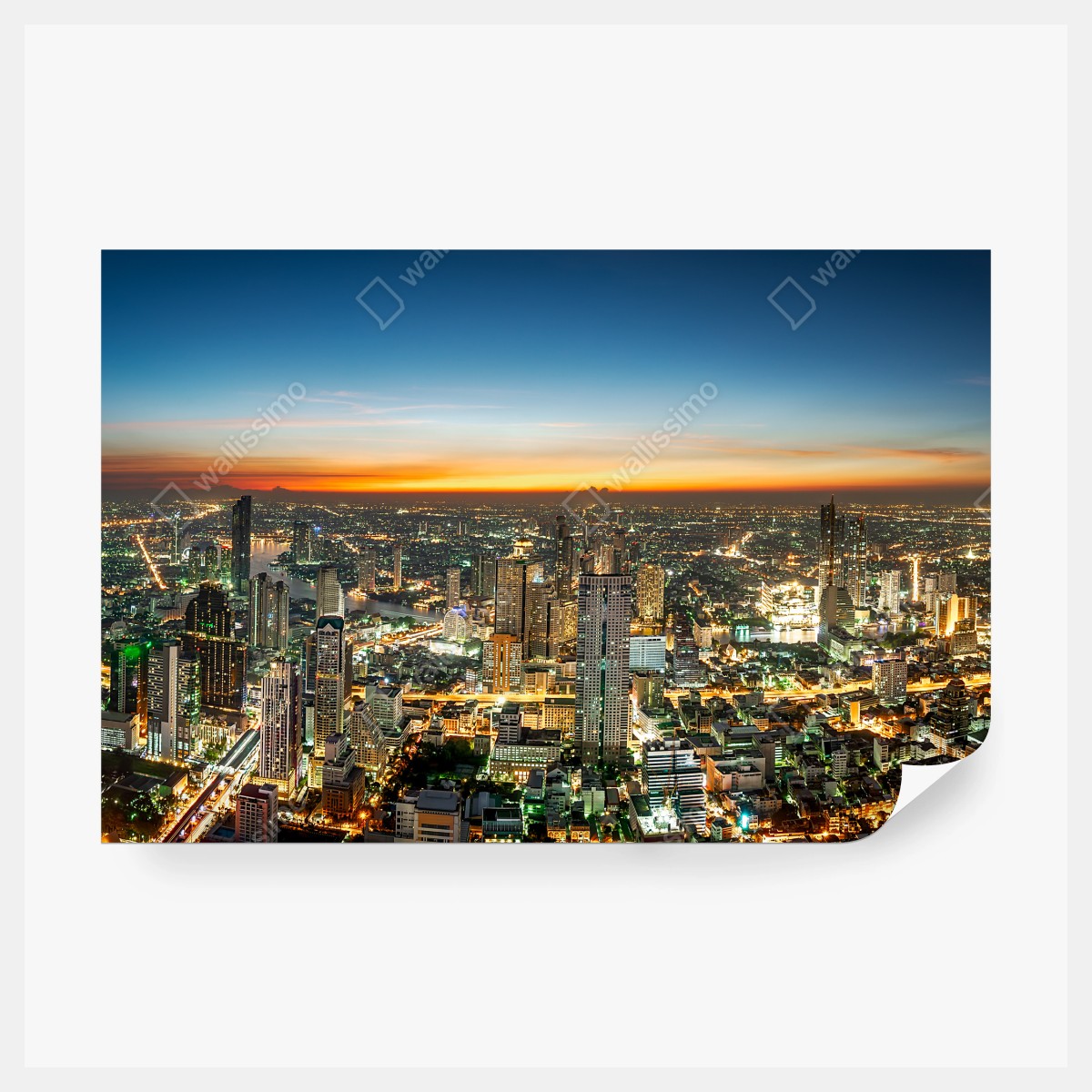 Fototapete panorama von Bangkok bei dämmerung – Wallnifity® Fototapete panorama von Bangkok bei dämmerung – Wallnifity®