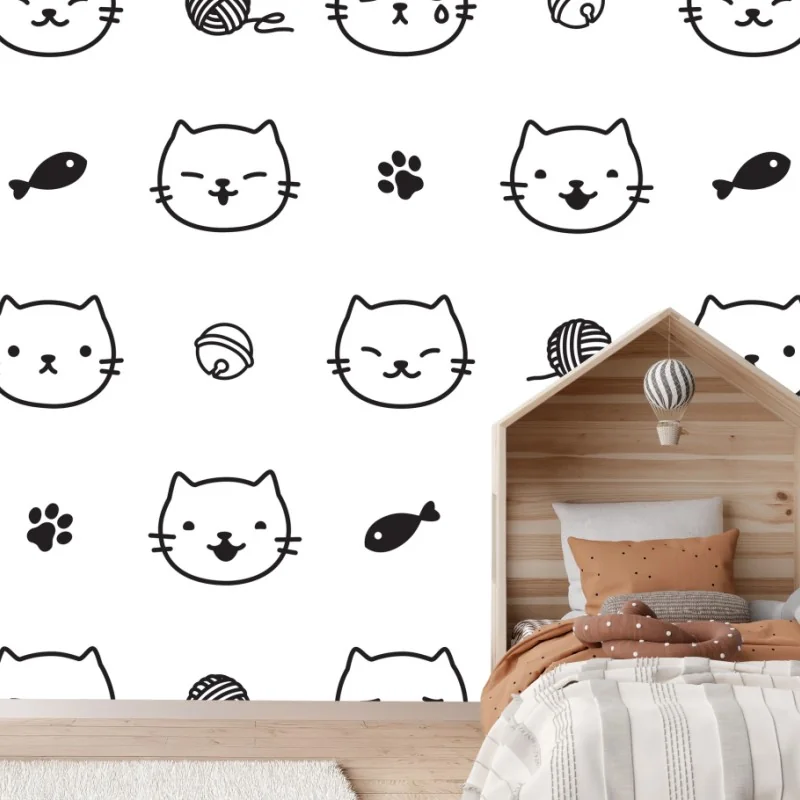 Fototapete verspieltes katzenmuster