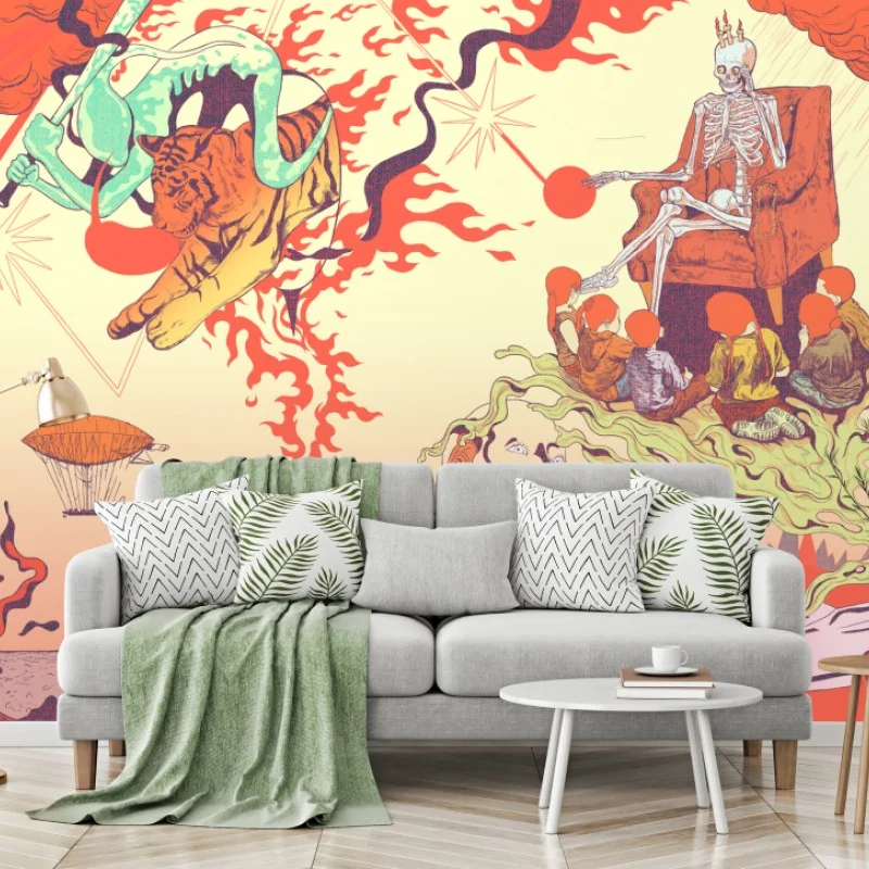 Fototapete surreale retro-collage: traumhafte symbole und erinnerungen