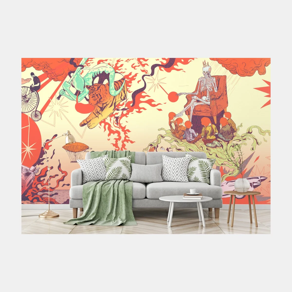 Fototapete surreale retro-collage: traumhafte symbole und erinnerungen – Wallnifity® Fototapete surreale retro-collage: traumhafte symbole und erinnerungen – Wallnifity®