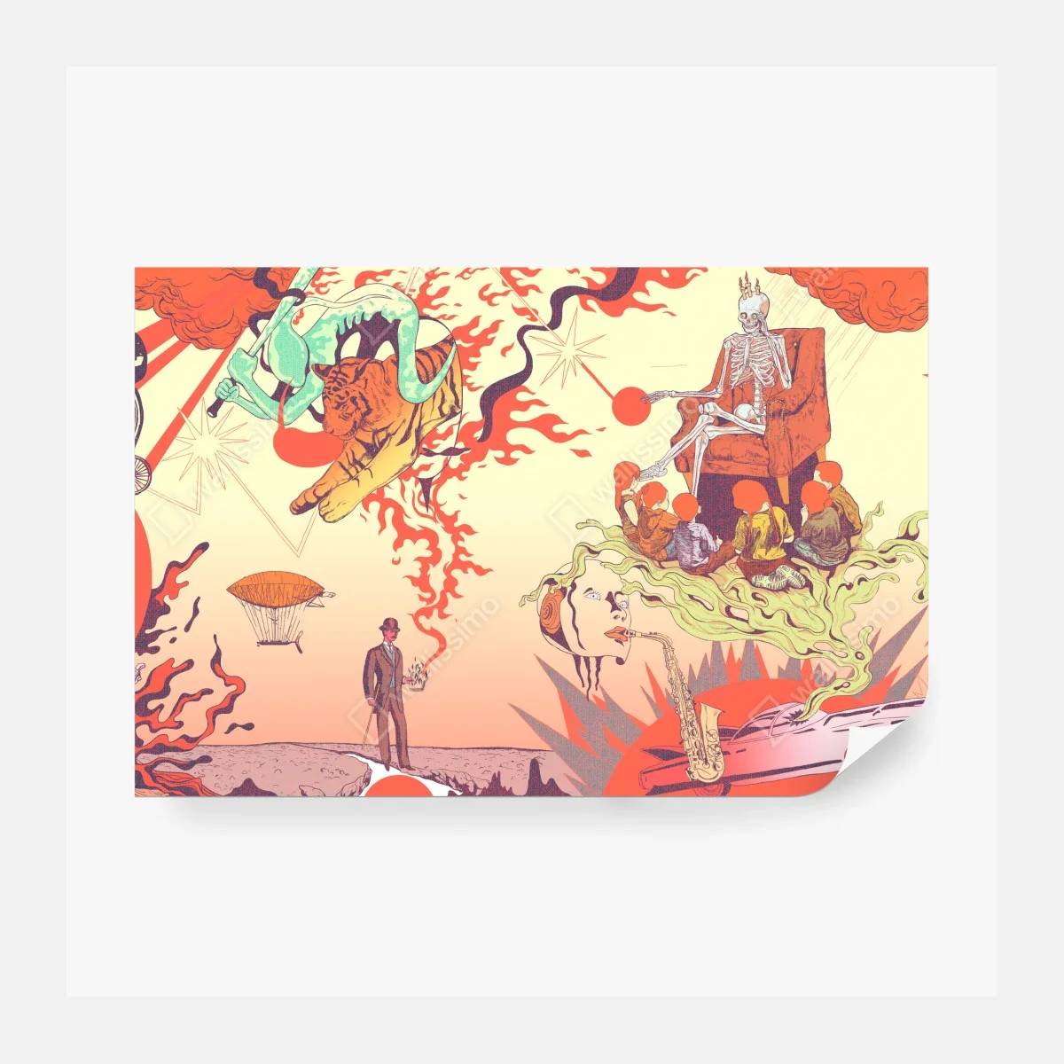 Fototapete surreale retro-collage: traumhafte symbole und erinnerungen – Wallnifity®