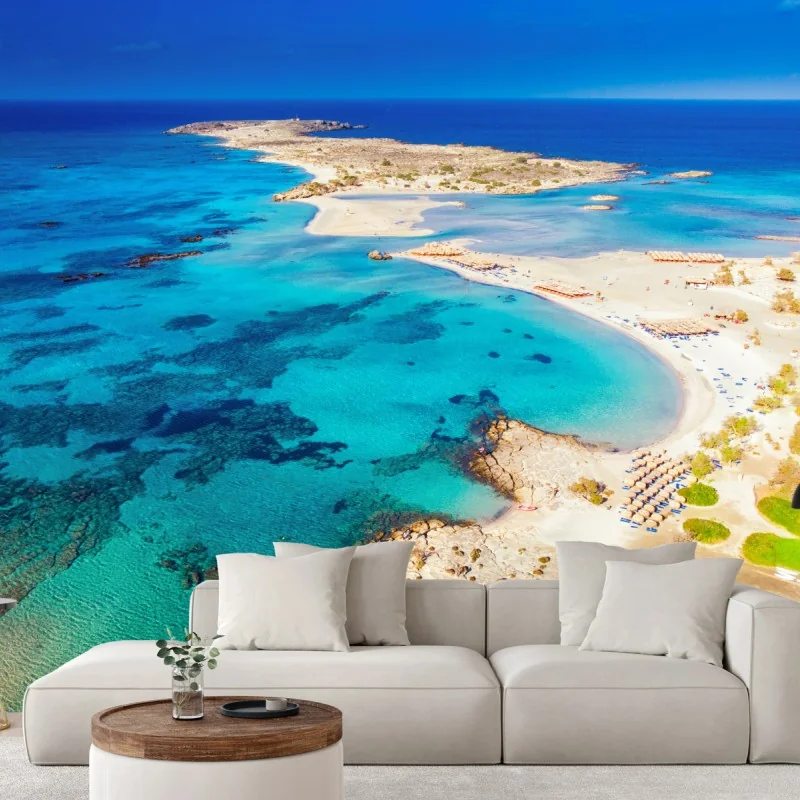 Fototapete Elafonissi strand, Kreta türkis lagune – Wallnifity® Fototapete Elafonissi strand, Kreta türkis lagune – Wallnifity®