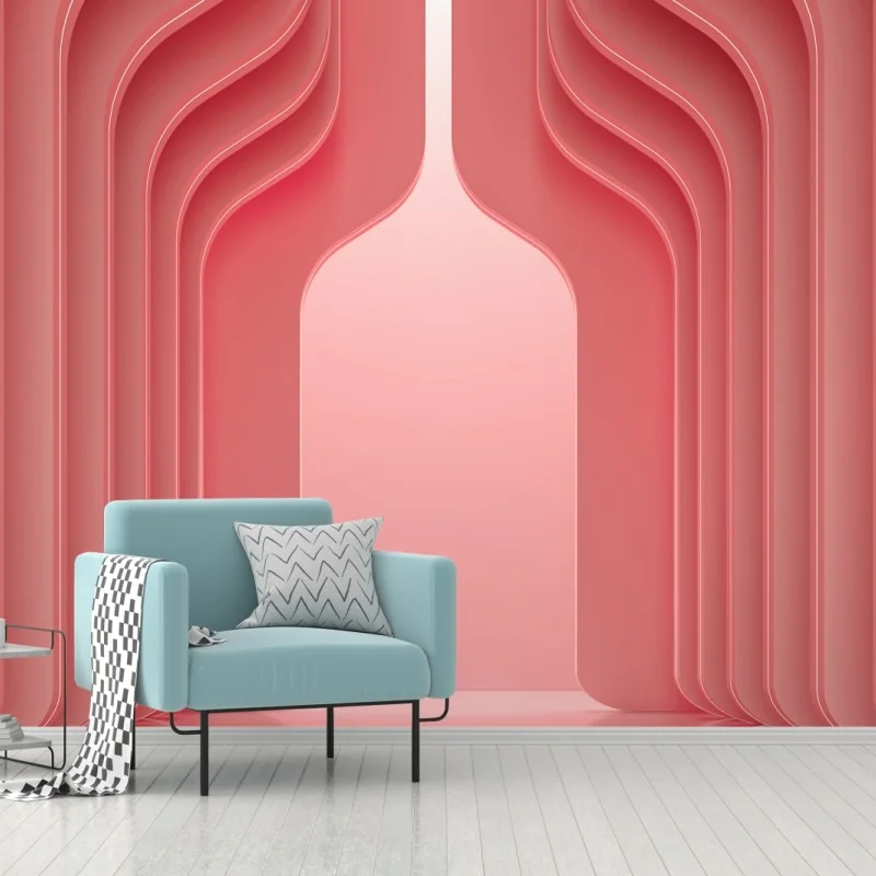 Fototapete zeitgenössisches korallenrosa architekturmotiv