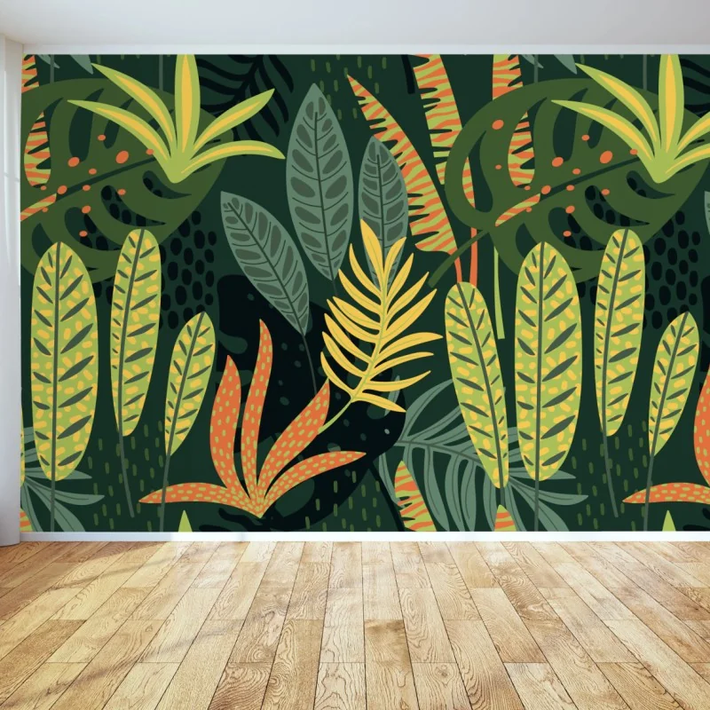 Fototapete botanisches blattmuster im dschungelstil