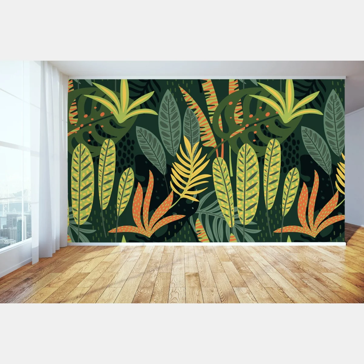 Fototapete botanisches blattmuster im dschungelstil – Wallnifity® Fototapete botanisches blattmuster im dschungelstil – Wallnifity®