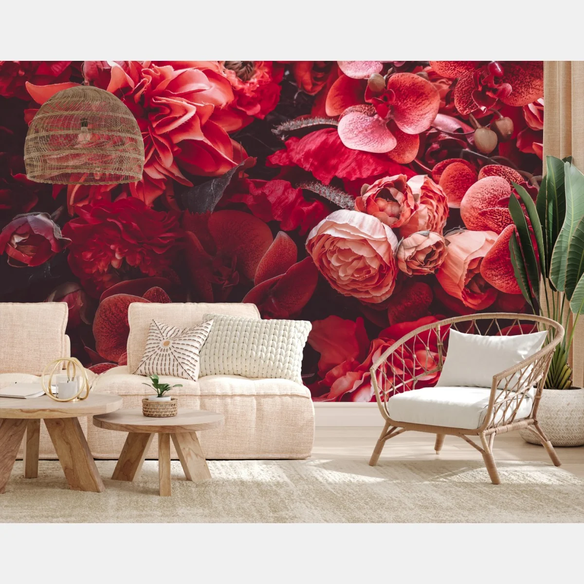 Fototapete prächtiges blütenmeer in tiefroten tönen – Wallnifity® Fototapete prächtiges blütenmeer in tiefroten tönen – Wallnifity®