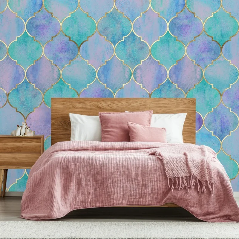 Fototapete pastell türkis marokkanisches fliesenmuster