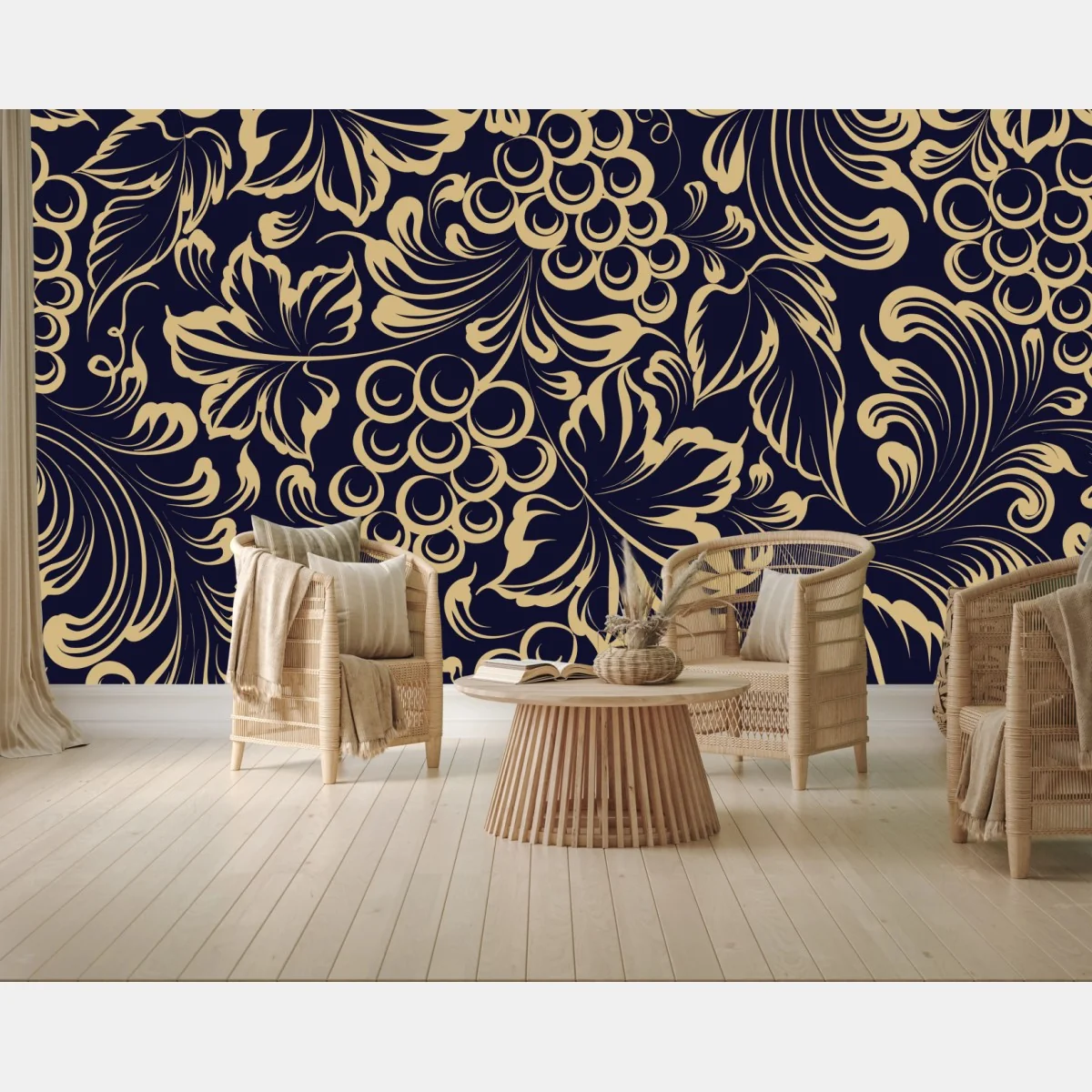 Fototapete elegantes barockes weintraubenmuster in gold – Wallnifity® Fototapete elegantes barockes weintraubenmuster in gold – Wallnifity®