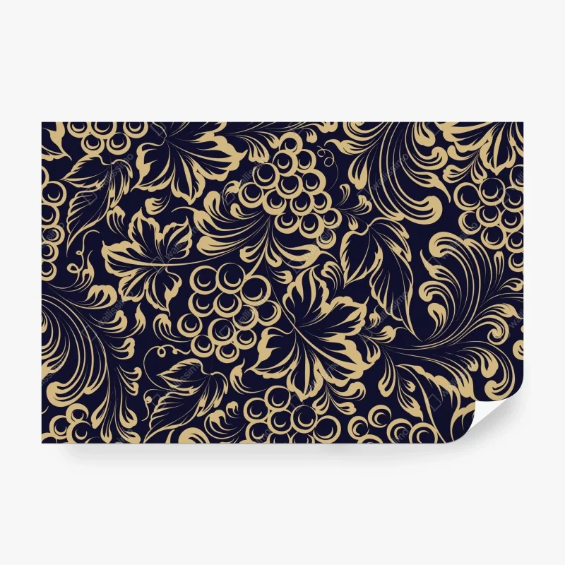 Fototapete elegantes barockes weintraubenmuster in gold – Wallnifity®