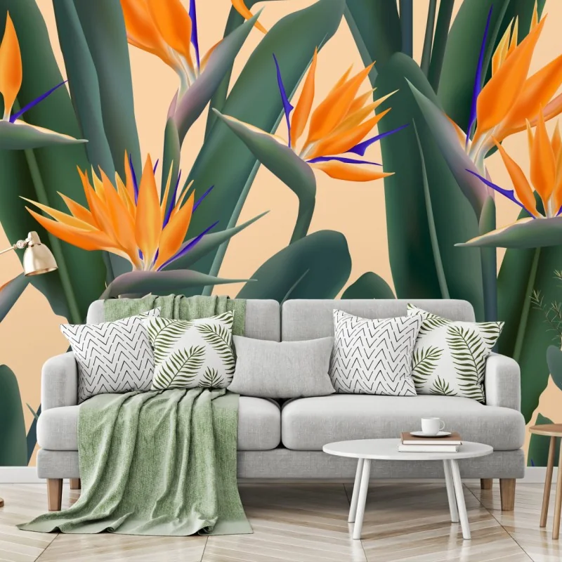 Fototapete tropisches muster mit strelitzie