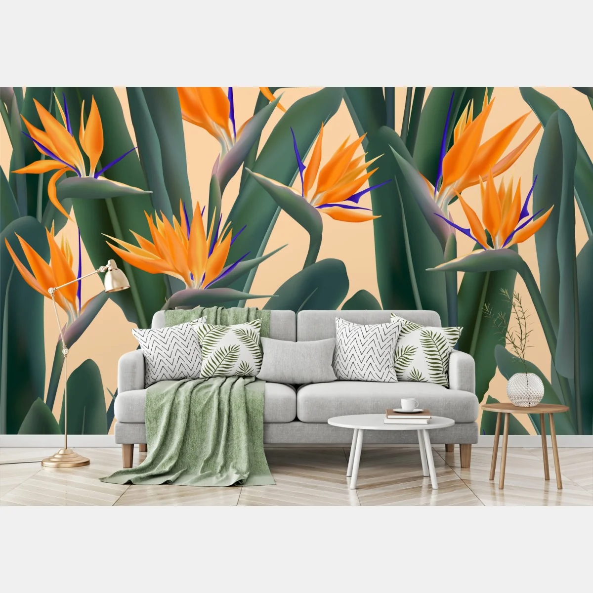 Fototapete tropisches muster mit strelitzie – Wallnifity®