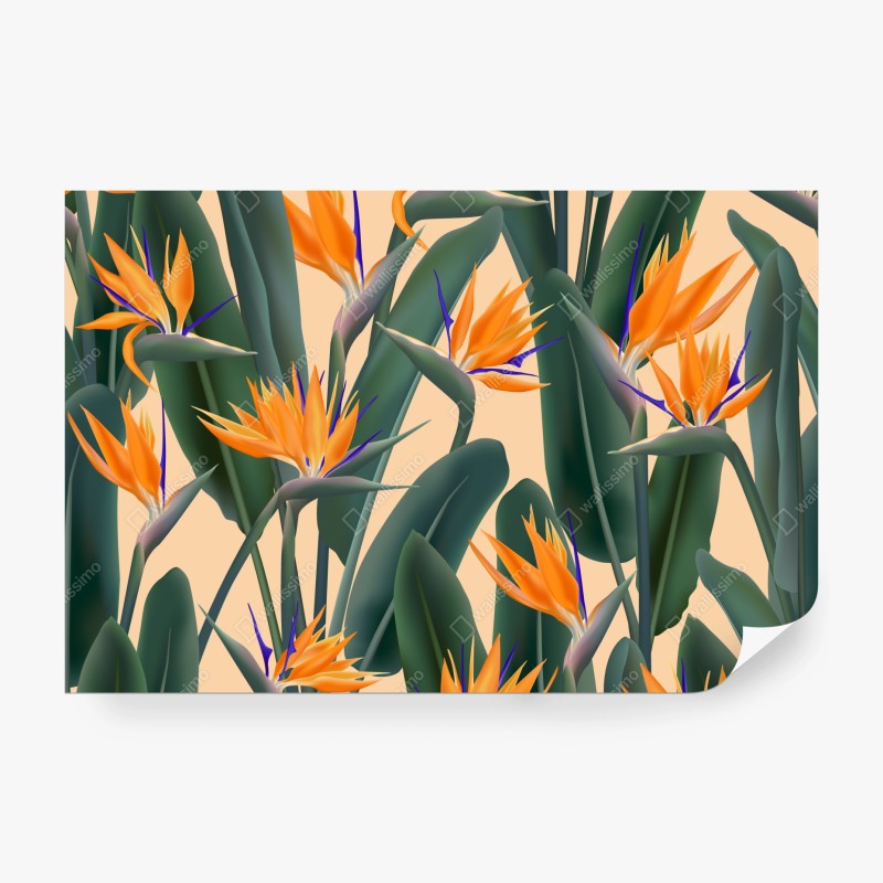 Fototapete tropisches muster mit strelitzie