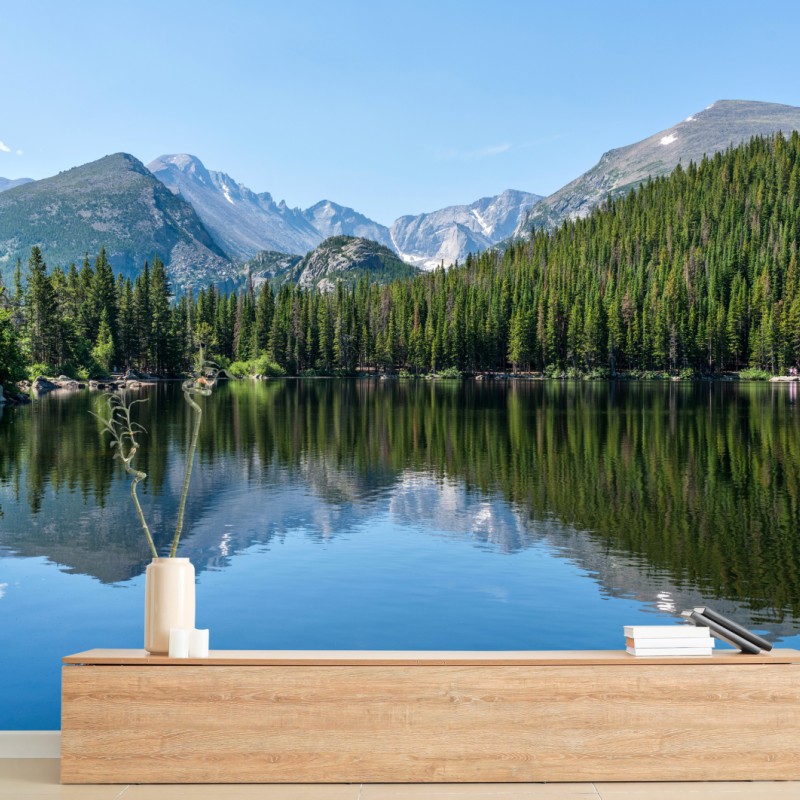 Fototapete gebirgssee mit spiegelung
