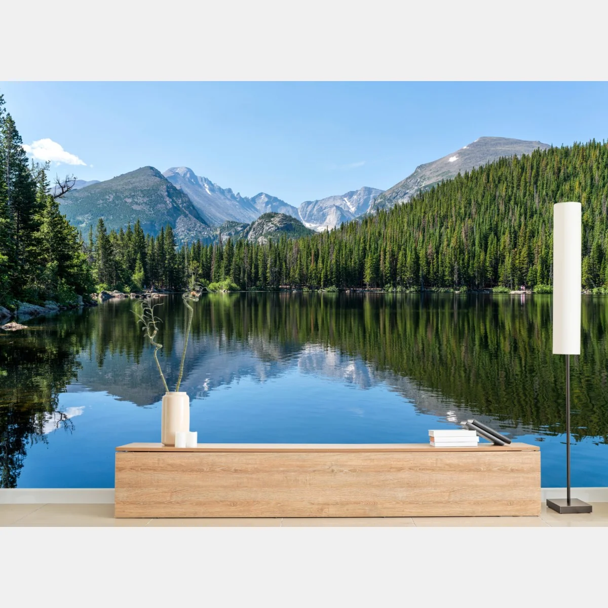 Fototapete gebirgssee mit spiegelung – Wallnifity®