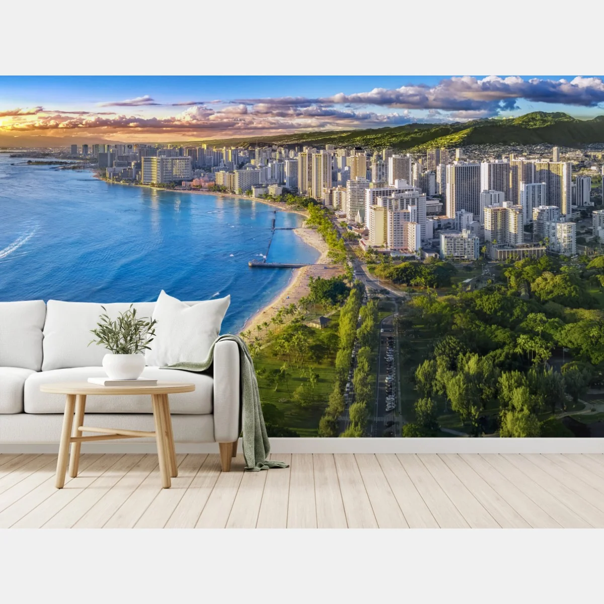 Fototapete skyline einer küstenstadt bei sonnenuntergang – Wallnifity® Fototapete skyline einer küstenstadt bei sonnenuntergang – Wallnifity®