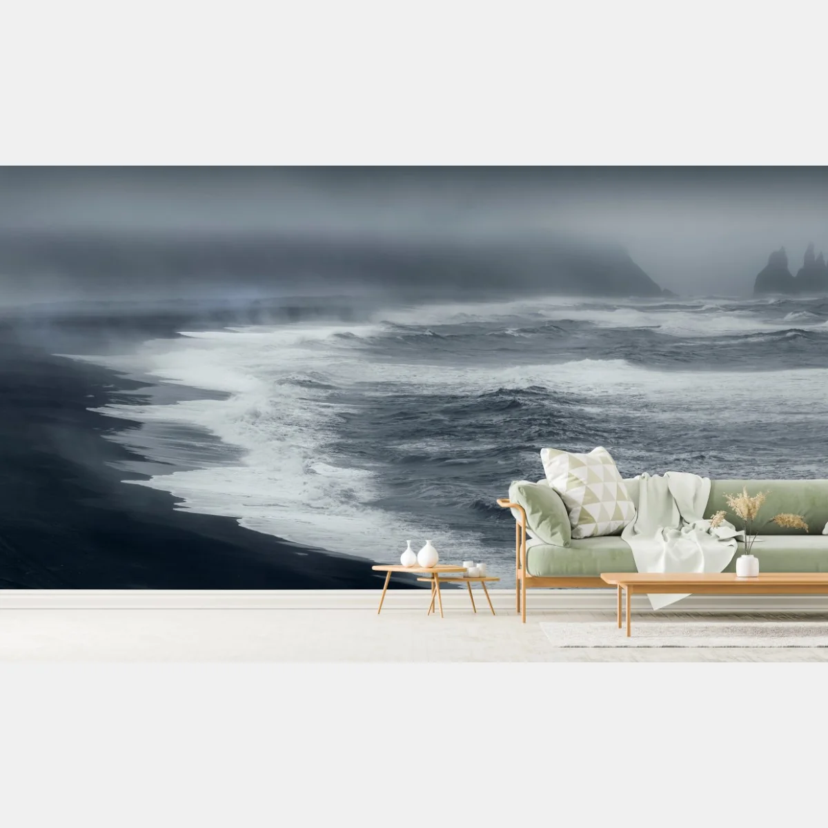 Fototapete stürmische küste von Island panorama – Wallnifity® Fototapete stürmische küste von Island panorama – Wallnifity®