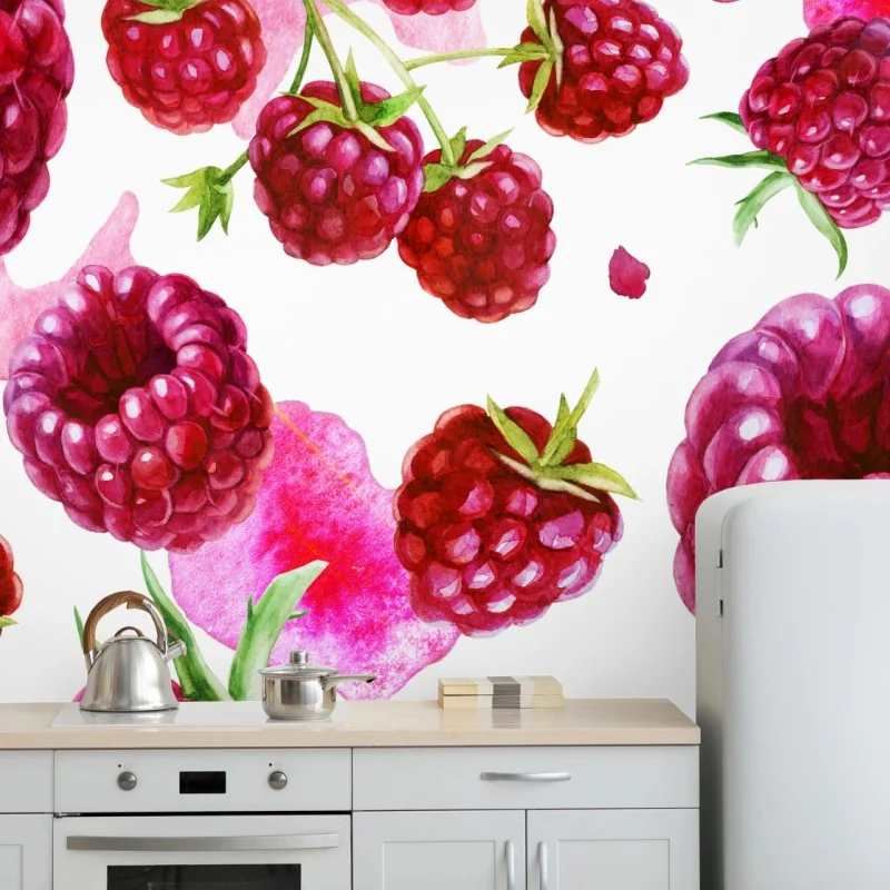 Fototapete aquarell himbeermuster